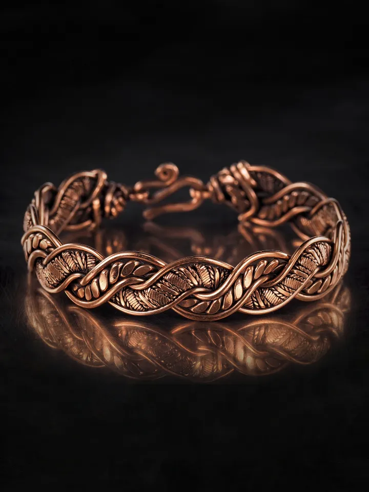 Woven copper wire bracelet Antique style handcrafted copper jewelry Unique gift