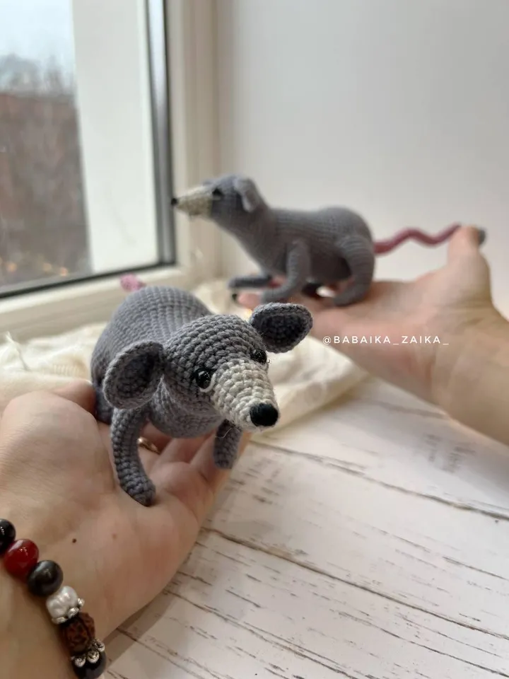 PDF Crochet Funny Realistic Rat Pattern,  Amigurumi Little Rat Pattern, Crochet mice, Crochet small mouse, Crochet Animal Amigurumi Cute Rat