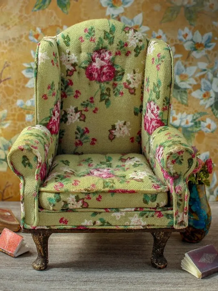 FREE TEMPLATE Miniature Queen Anne Wing Chair for dollhouse