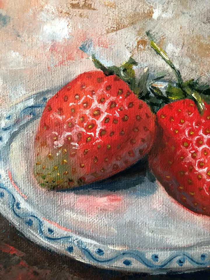 Fruits Oil Painting Strawberry Original Painting Kitchen Still life