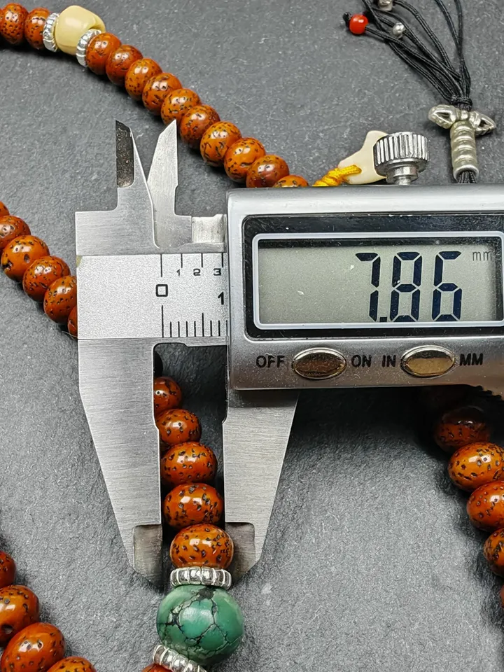 Gandhanra Authentic Tibetan Rosary, Old 7.8mm 108 Lotus Seed Mala Necklace - Handcrafted Tibetan Prayer Beads with Unique Mix of Treasures