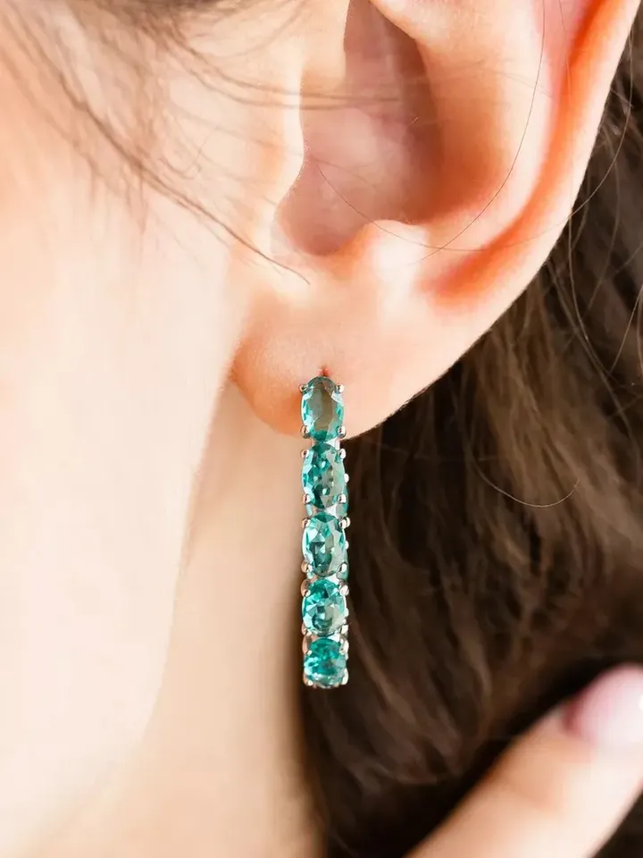 Earrings silver 925 long with paraiba