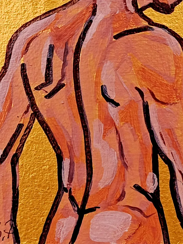 Gay Body Painting Male Original Art Men Abstract Wall Art Gay Wall Decor Gifts Personalized Mini painting framed 4x4 in Handmade Gift