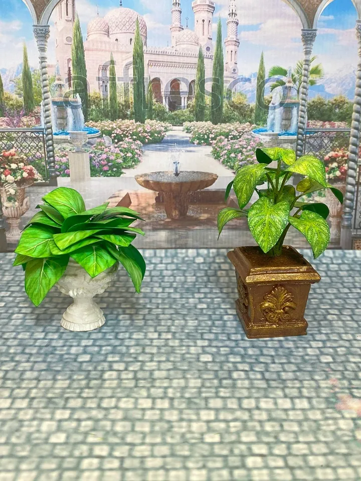 Plants in a flowerpot for a dollhouse. Dollhouse miniature. 1:12. handmade.