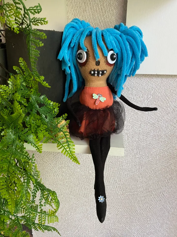 Cute Creepy Girl Doll , halloween mantel decor, gift idea