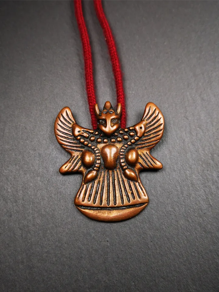 Gandhanra Antique Tibetan Buddhist Amulet,Garuda,Garula,Suparna,Golden-winged Bird Pendant,Made of Bronze - 2.24"