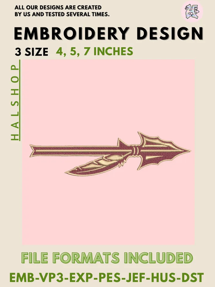 Florida State Seminoles NCAA Logo Embroidery Files – College Sports Team Design, 3 Sizes, Instant Digital Download for Machine Embroidery Projects