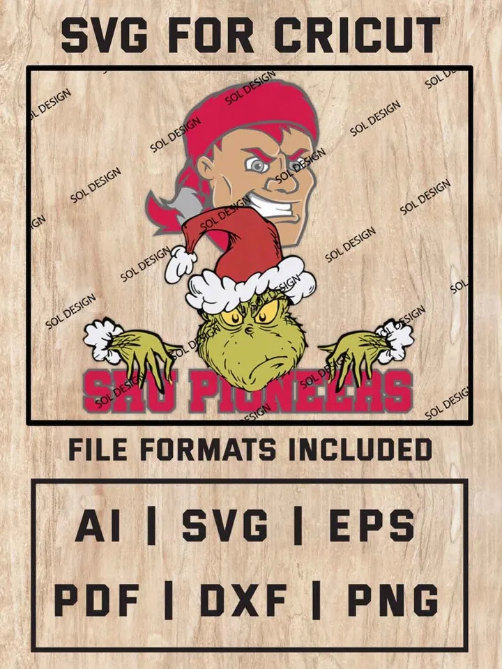Grinch SHU Pioneers SVG, NCAA College Team SVG Design, NCAA Sacred Heart Pioneers SVG, NCAA Sacred Heart Pioneers Team Cricut, Christmas Svg, Grinch svg, Digital Download