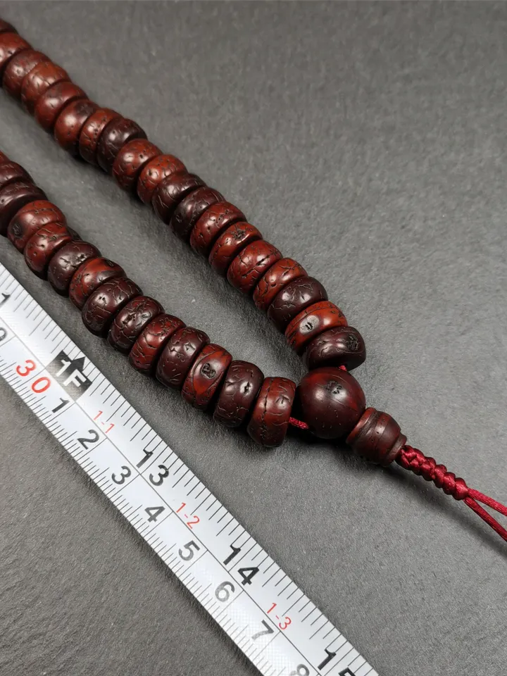 Gandhanra Old 108 Bodhi Seed Beads Mala,13mm Prayer Beads Necklace for Meditation,Circumference 70cm
