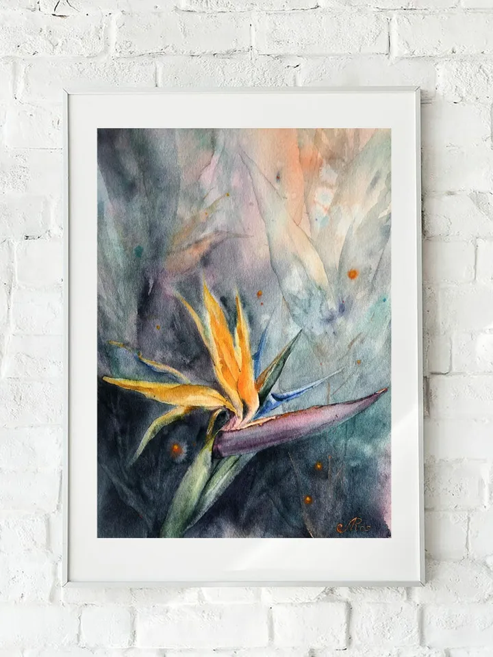 Flowers Original Watercolor Painting Tropical Flowers Wall Art