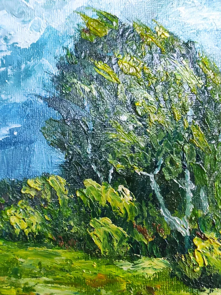Before a thunderstorm landscape oil palette knife