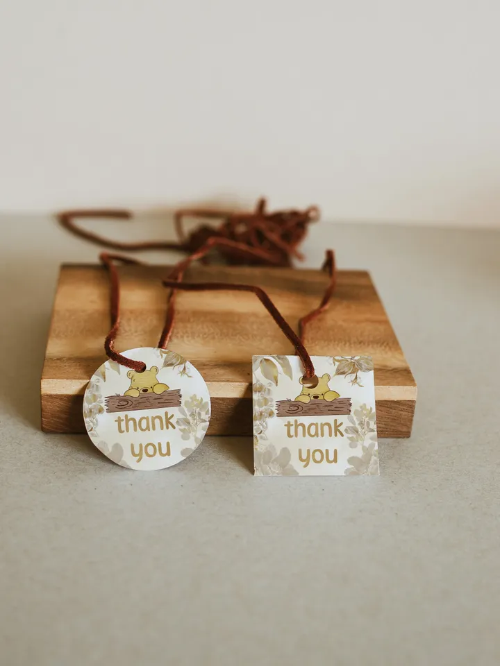 Editable Favor tag Winnie the Pooh; Winnie the Pooh Baby Shower; Printable thank you tag sticker; Pooh Party Decoration; pooh1