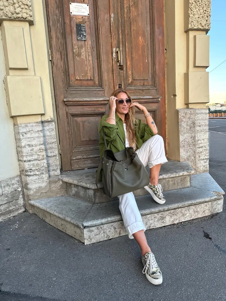 Genuine leather khaki classy designer women bag | everyday purse | elegant bag