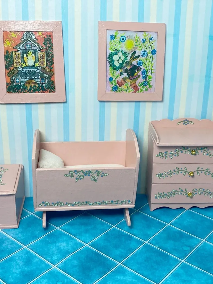 Doll furniture for a children's room. miniature dollhouse. 1:12.