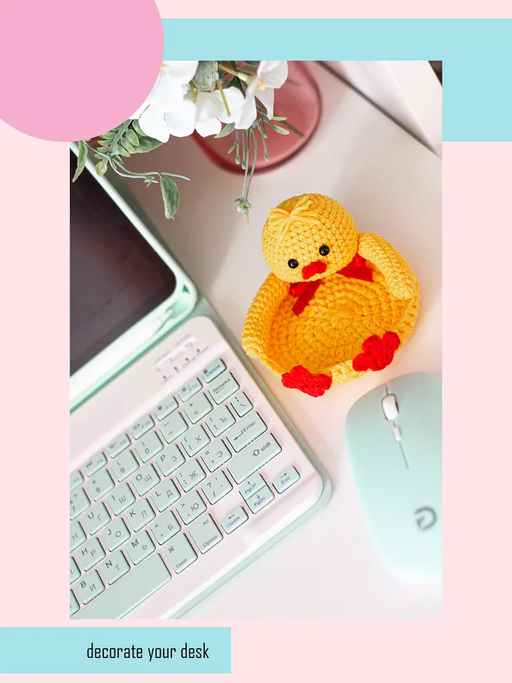 Crochet pattern amigurumi chick coaster toy pattern PDF file in ENG for beginners