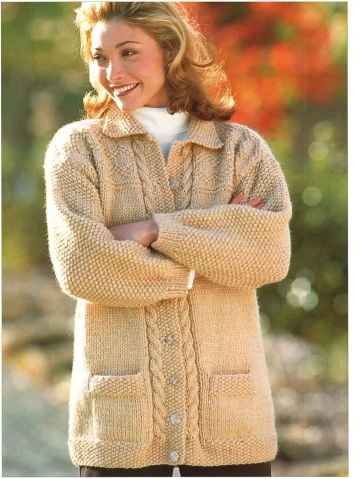 Cardigan knitting pattern, chunky cardigan, cable knitting cardigan, aran women cardigan pdf instant download