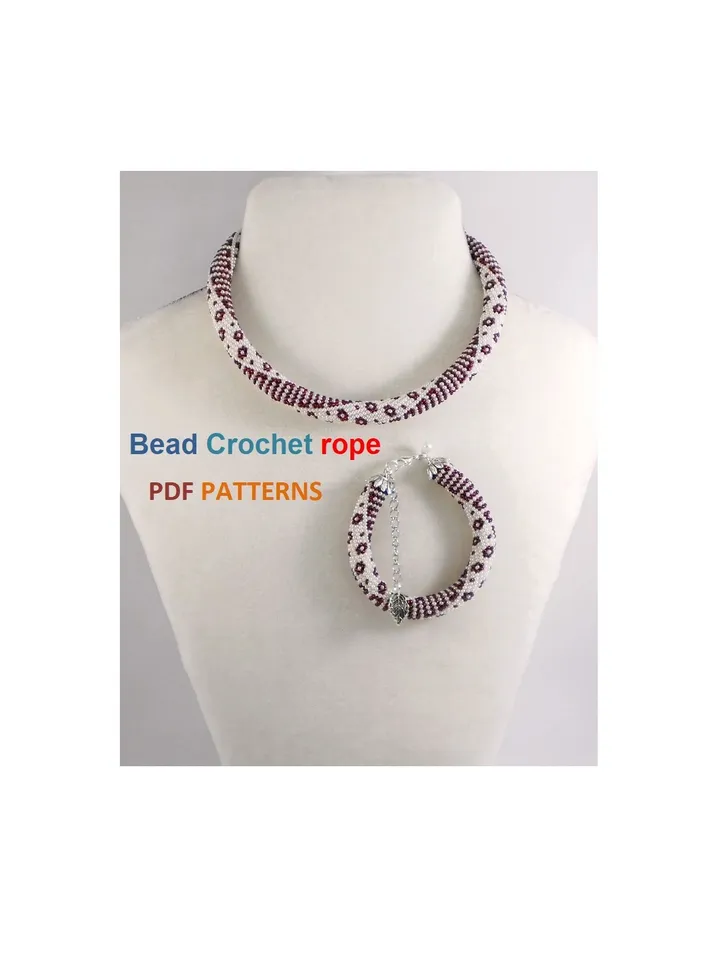 Bead crochet rope pattern for beading necklace and bracelet,DIY, bead crocheting,Instant Download,PDF pattern