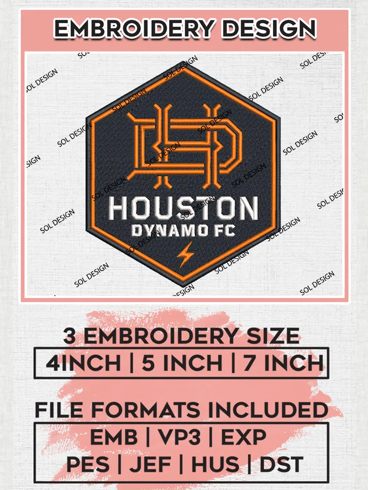 Houston Dynamo FC Logo Embroidery Designs, MLS Embroidery files, Houston Dynamo FC MLS Teams, Football, Digital Download