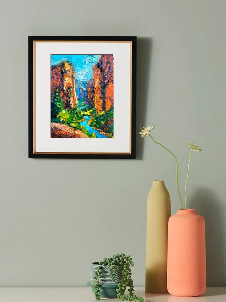 Angels Landing Painting Zion Original Art Impasto Oil Painting 6x8 National Park Landscape Mountain Artwork Hiking Wall Art by ArtFromVictoria