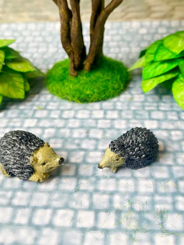 Hedgehogs for the puppet garden. Doll miniature 1:12. Toy for a doll.Accessories for a dollhouse.