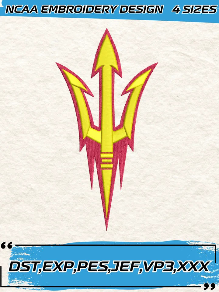 Arizona State Sun Devils Logos Embroidery Design,NCAA Logo Embroidery Design,Machine Embroidery Design File,4 Sizes, Digital Download