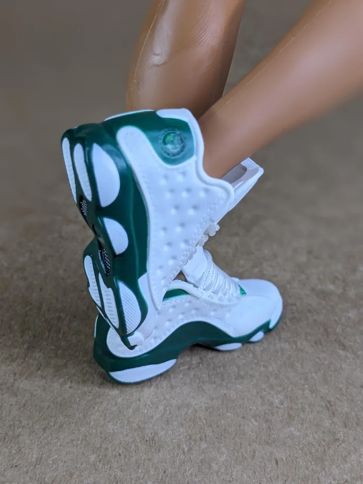 Premium white & green sneakers for 12 inch male dolls