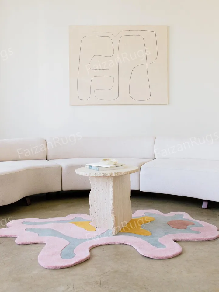 8x10 Night and Day Shaped Rug | Hand-Tufted 100% Wool Handmade Area Rug | Carpet for Home, Bedroom, Living Room, Kids Room, Custom Rug Also
