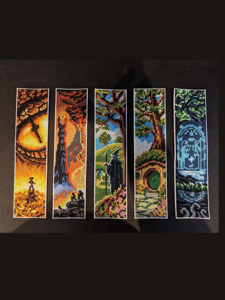 Fantasy bookmark set cross stitch pattern download PDF Fairy door cross stitch Magic handmade bookmark Nature cross stitch Wizard world #B90