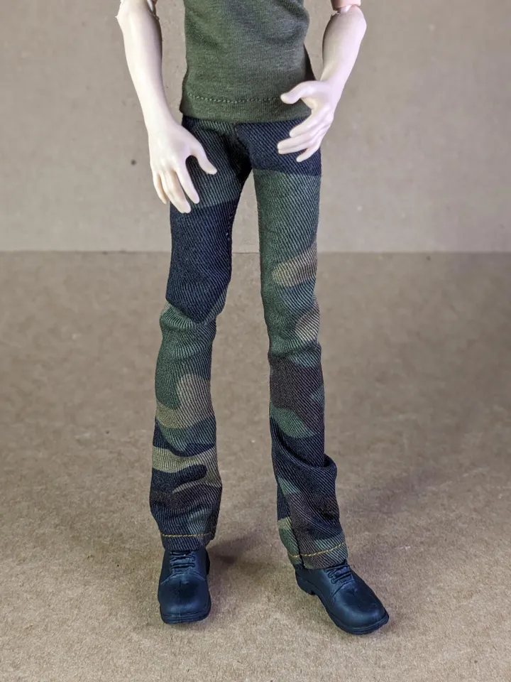 Handmade Camo denim pants or shorts for 1/6 scale boy dolls