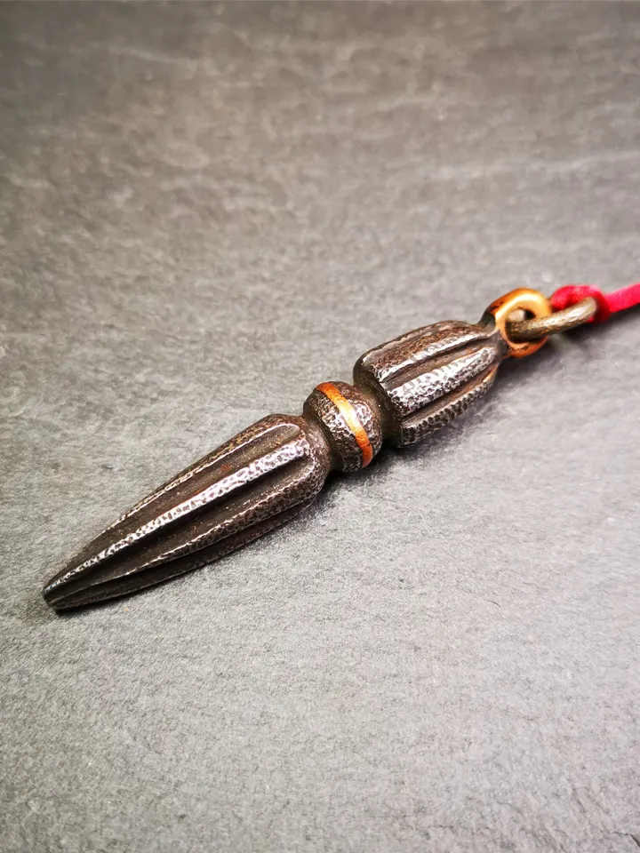 Gandhanra Handmade Tibetan Amulet ,Kila(Dorje Phurba) , Trantic Buddhism Ritual Implement Pendant,Made of Cold Iron,2.5"