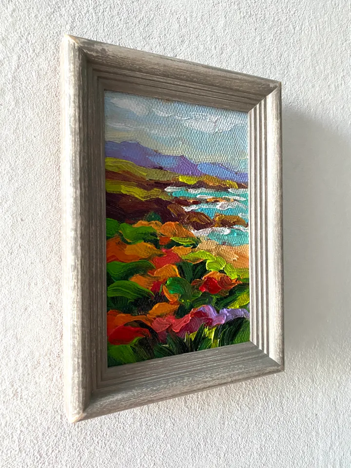 Seascape Oil Painting Original Sea Landscape Painting Impasto Small Artwork Ocean Coastal Wall Art