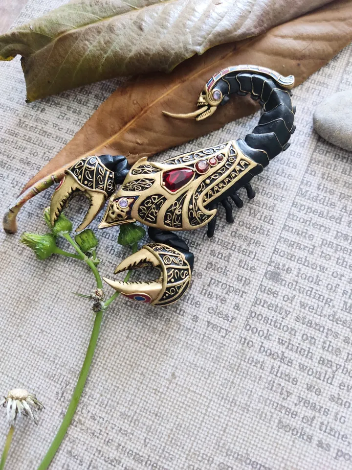 Scorpion brooch, Gold Scorpion, Scorpion Jewelry, Brooch insect, Scorpion