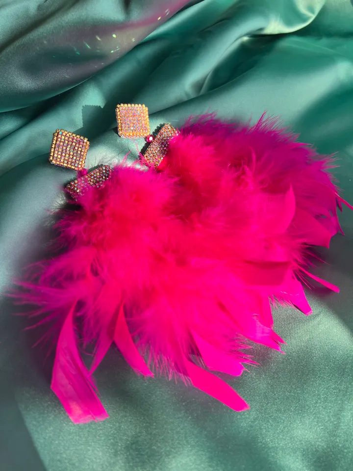 Feather and Crystal Earrings