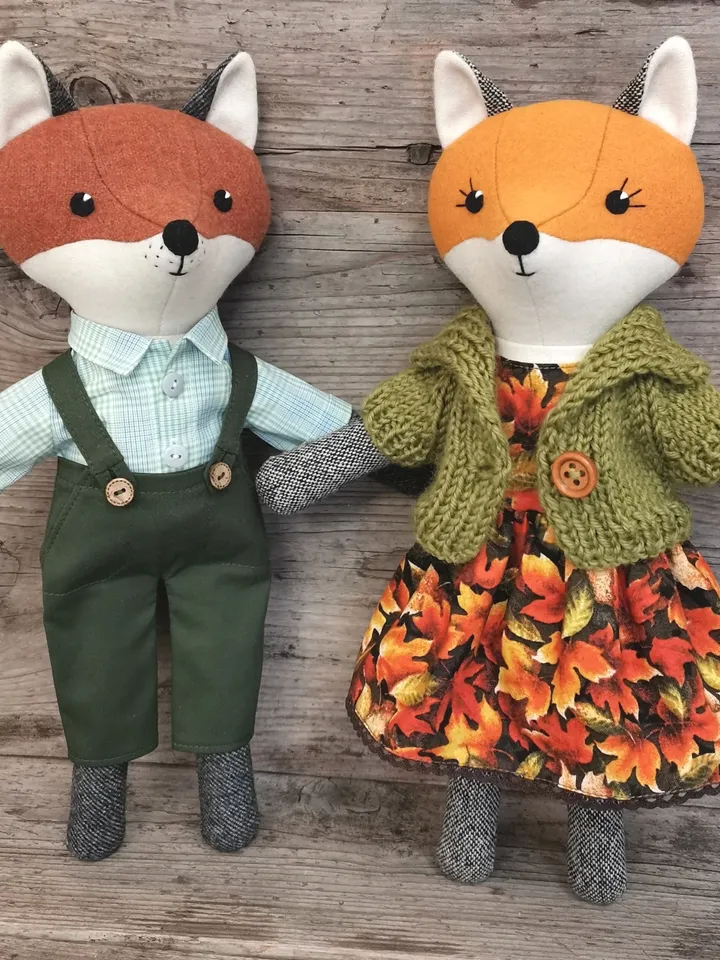 Red fox boy, handmade wool fox toy, stuffed animal doll