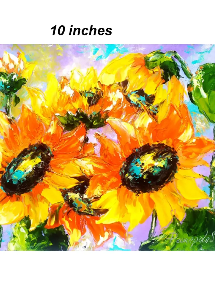Sunflower Painting Floral Original Art Impasto Oil Painting 8x10 Flower Artwork Sunflowers Wall Art Painting by ArtProkopaloSv