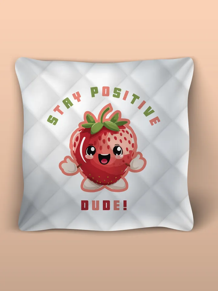 Cute Strawberry Character Design, Stay Positive Dude, Svg/Dxf/Pdf/Eps/Png, Cute Gift Cut Files, Sublimation Design, Mental Health Awareness
