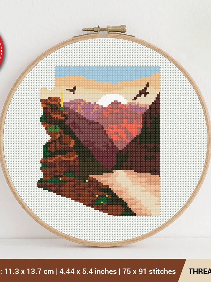 Arizona State Shape Cross stitch pattern | Embroidery Pattern | Instant Download | Embroidery Designs