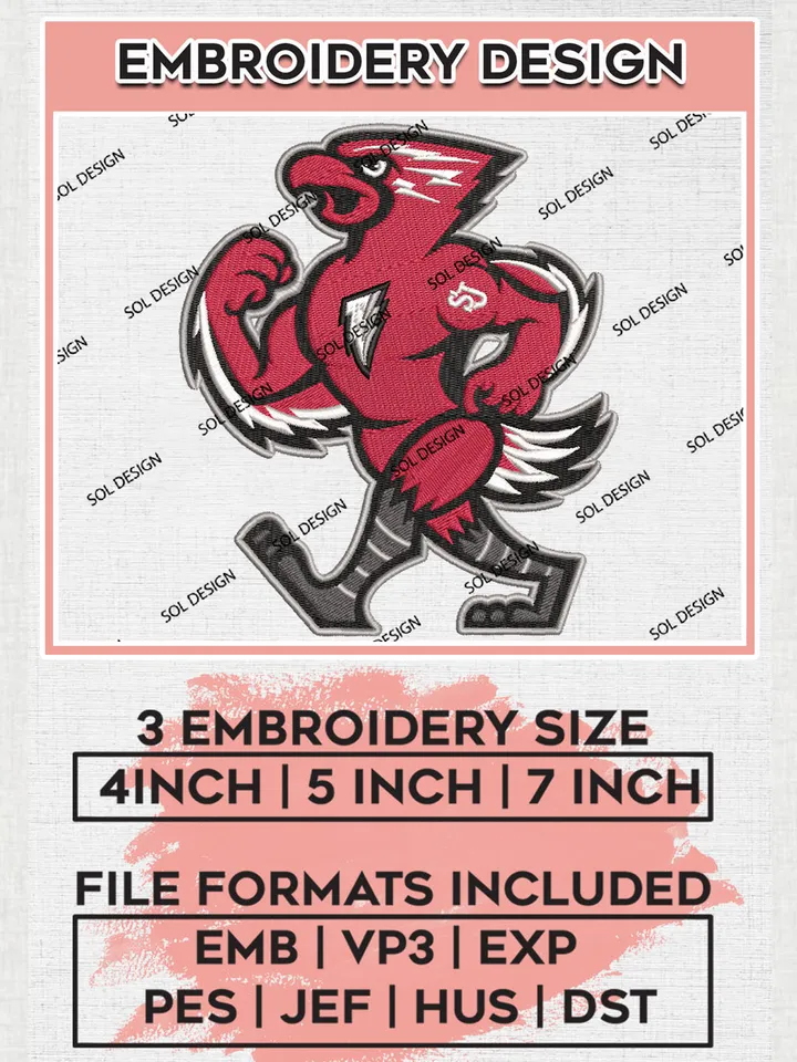 St. John's Red Storm Team Mascot Logo Embroidery Design Files, NCAA St Johns Red Storm Machine Embroidery, NCAA Teams, 3 sizes, NCAA Machine embroidery designs, Digital Download