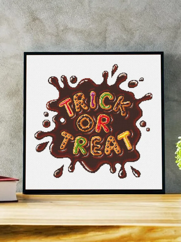 Candy letters trick or treat cross stitch pattern download PDF, Halloween quotes cross stitch, Halloween pattern digital PDF Home decor #H50