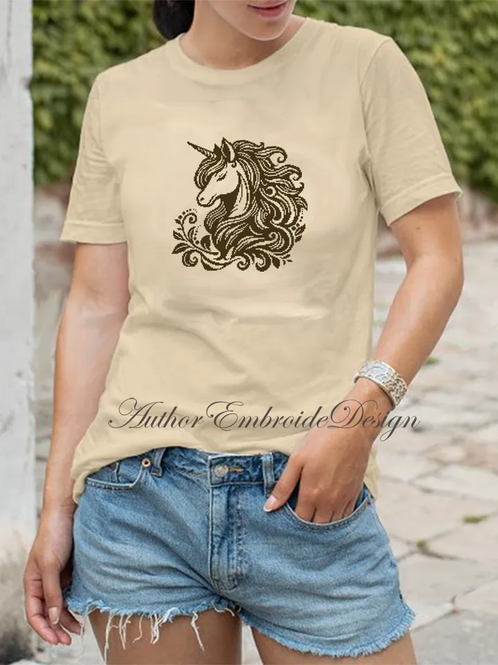 Unicorn cross stitch pattern PDF download Simple monochrome cross stitch chart, Cute unicorn pattern digital PDF, Beginner cross stitch #K49