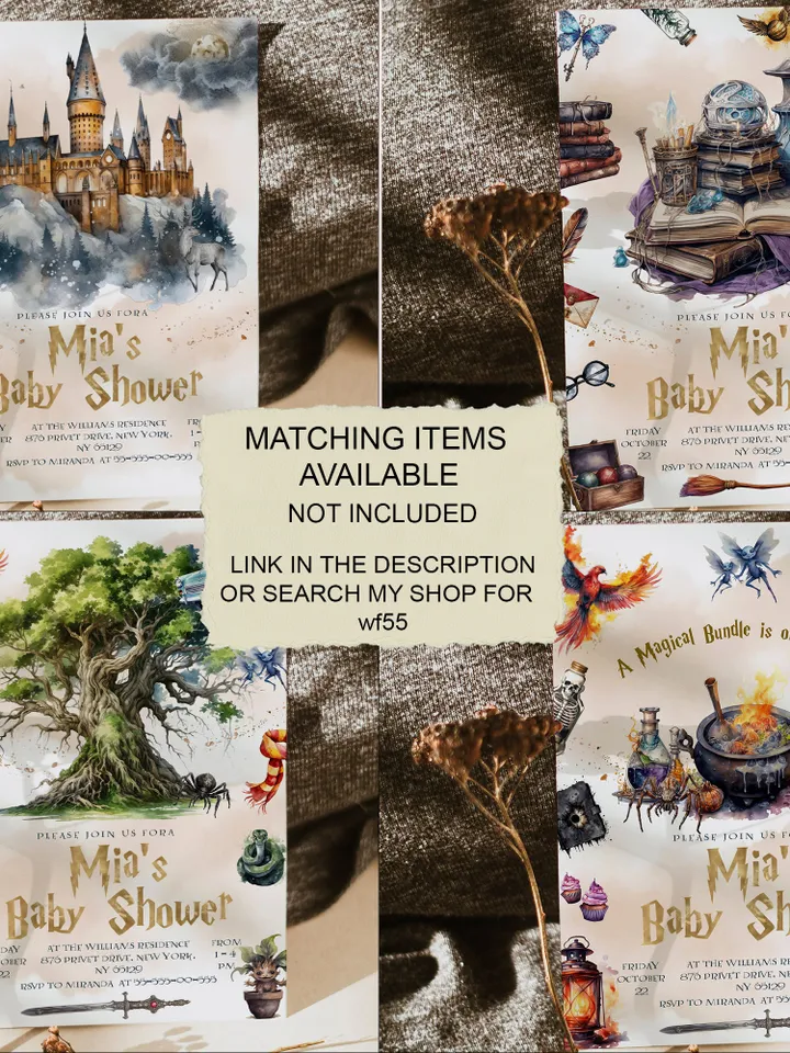 11 WIZARD SIGNS Wizard Baby Shower; Magic School Baby Shower template; The Owlery; The wand chooses the Wizard; Hats and Brooms; wf55
