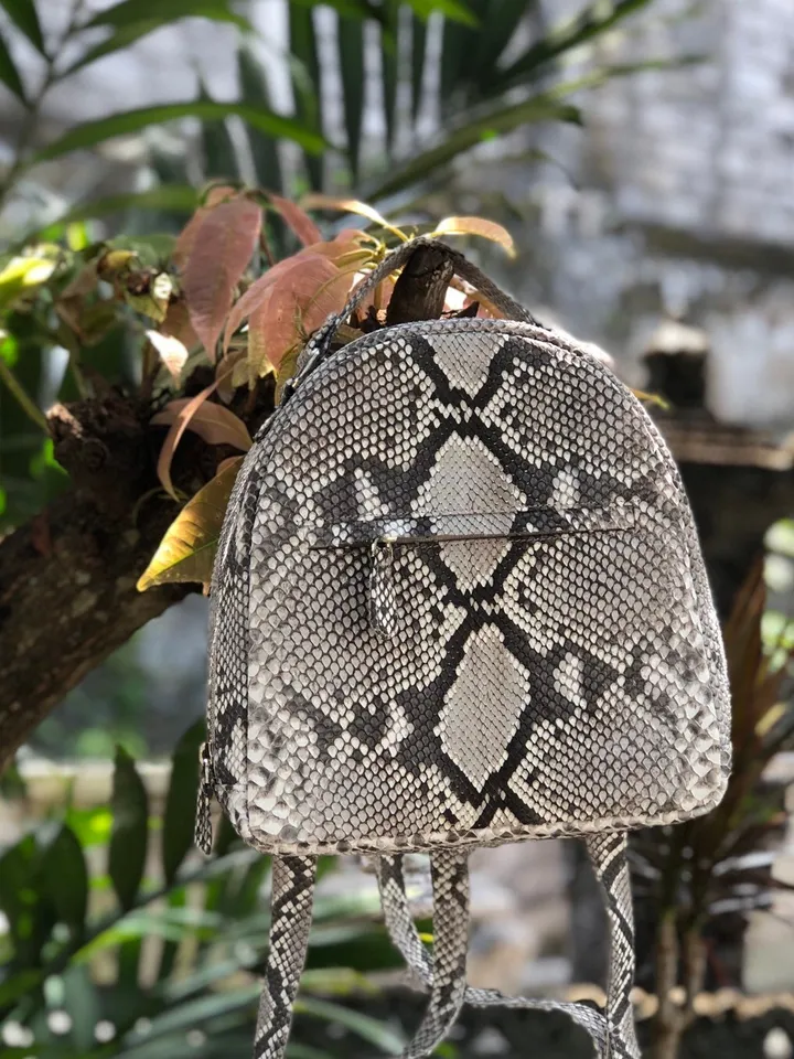 Women Python Skin Backpack | Genuine Python Skin Backpack | Exotic Leather Bags | Summer Snakeprint Backpack | Women Sport Shick Backpack