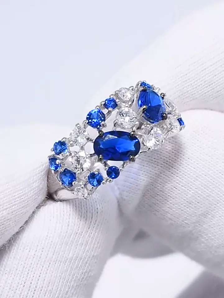 Silver ring for women 925 assay value with cubic zirconia stones, silver