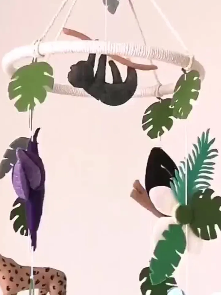 Tropical baby mobile, Nursery mobile animals, Crib hanging mobile,