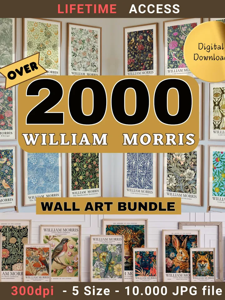 William Morris Art, Nouveau Printable, 2000 Art Set (Digital Download)