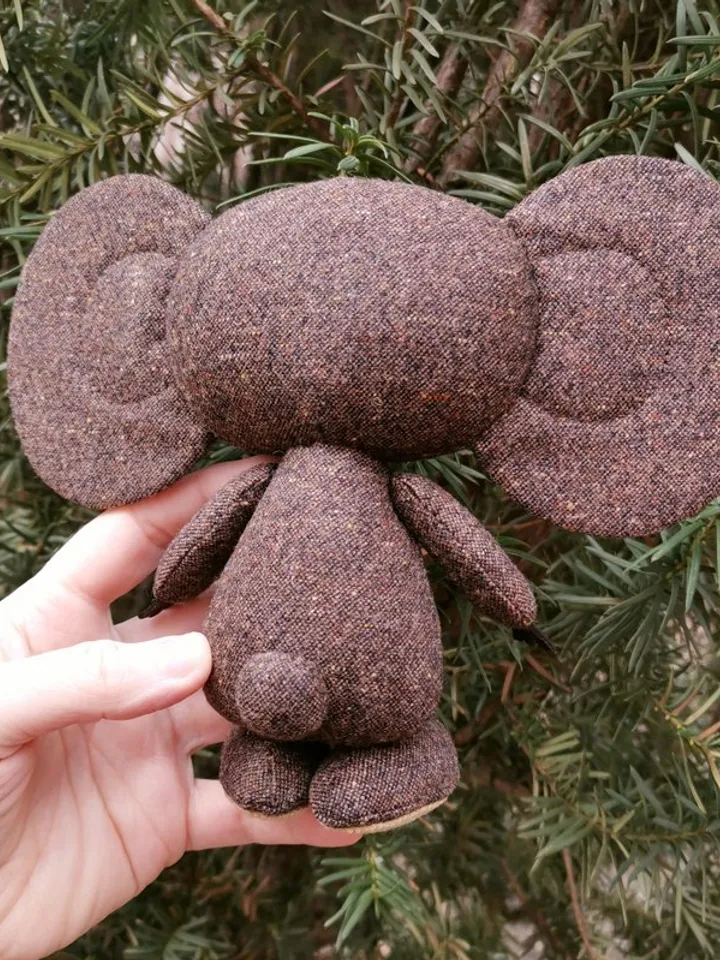 Cheburashka soft doll, handmade wool stuffed toy, plush Cheburashka