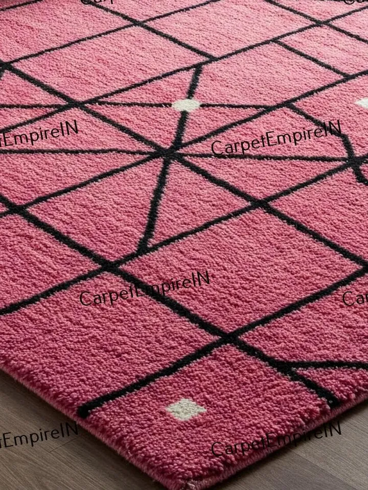 Pink Geometric Rug – Modern Aesthetic Carpet for Bedroom, Living Room & Home Decor – Available in Multiple Size 4x6,5x7,6x9,8x10,9x12,10x14