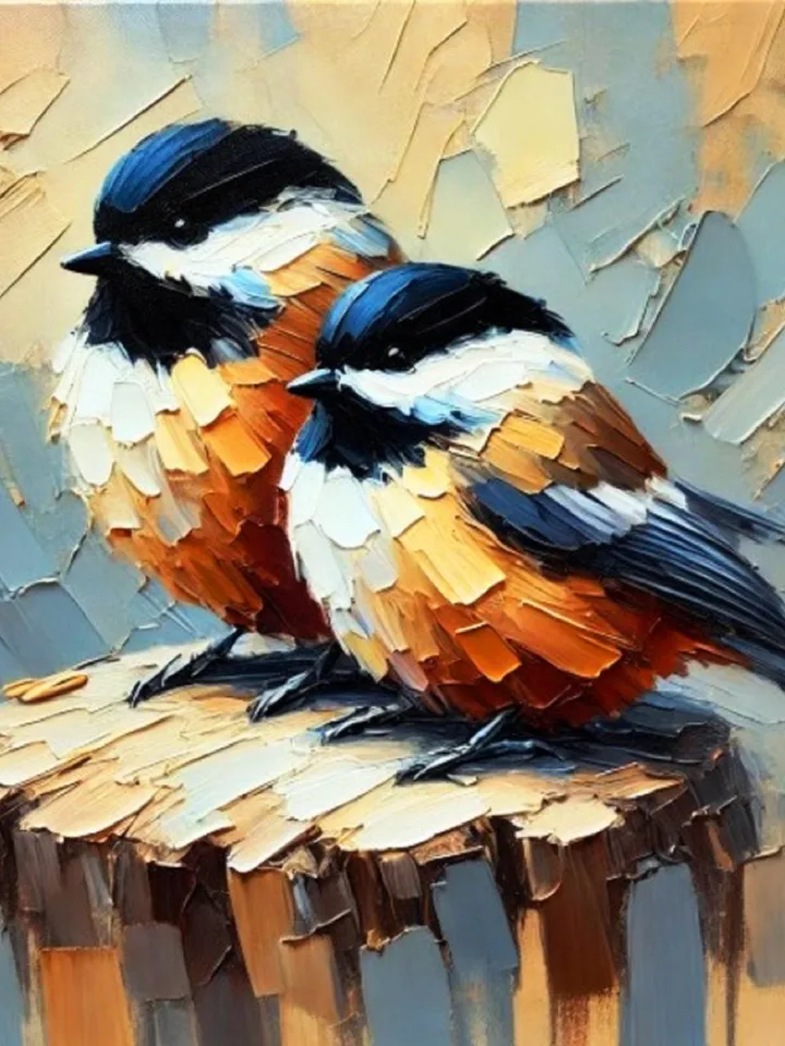 Titmouse Painting Birds Original Art Gifts Animal Artwork Titmouse Impasto Oil Wall Art Personalized Gifts by ArtProkopaloSv