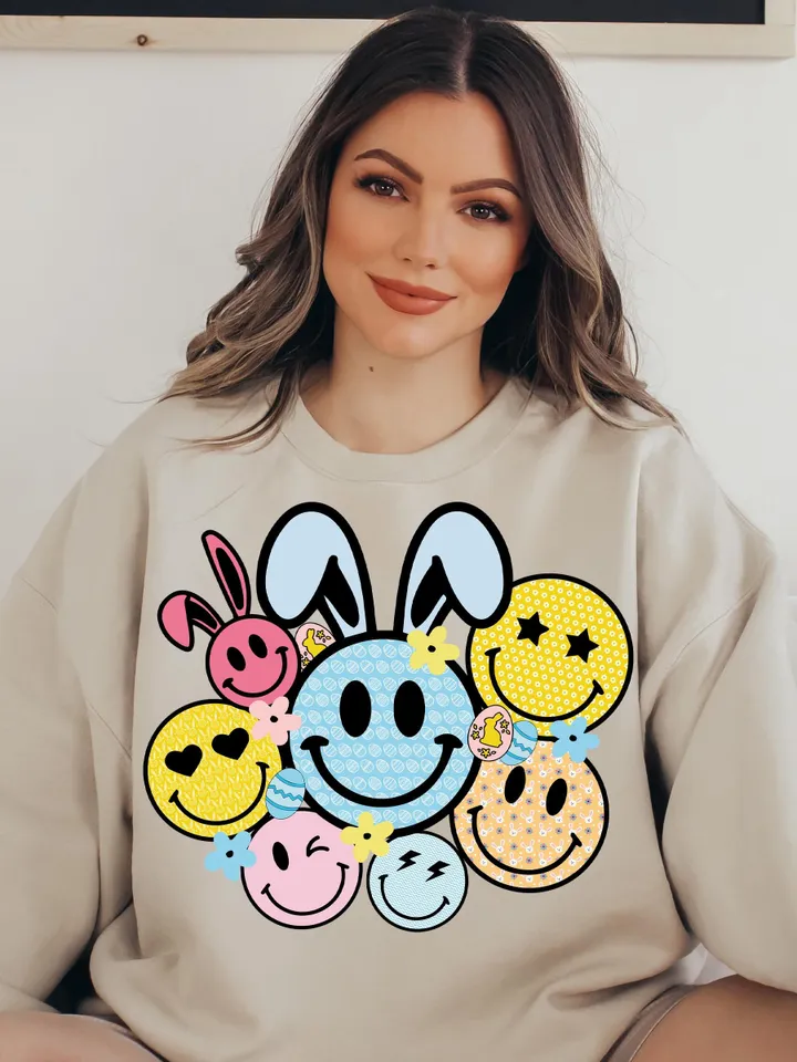 Retro Easter png, Easter bunny smiley face png, Easter sublimation design, groovy easter png, bunny peeps png, easter lightning bolt, spring