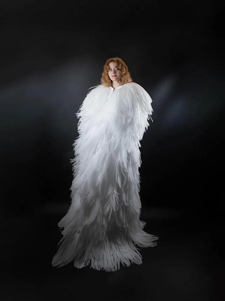 Feather cape, feather coat, ostrich feather cape, feather stole, festival clothing, wedding cape,wedding clothing,bridal decoration,carnival